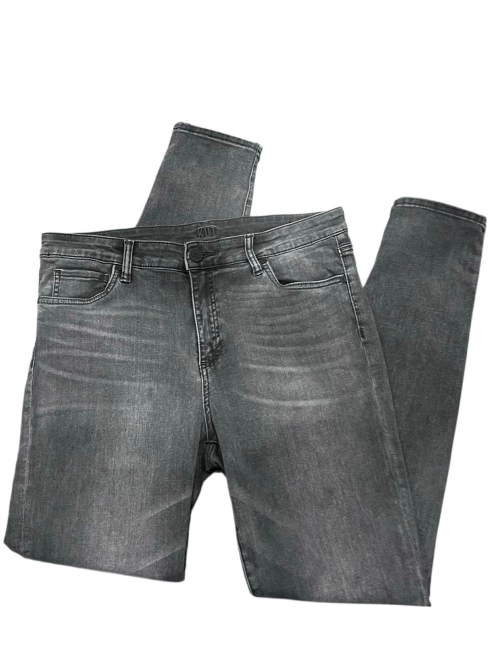 Kut from the Kloth high rise skinny ankle Jeans Black Grey Wash Size 12